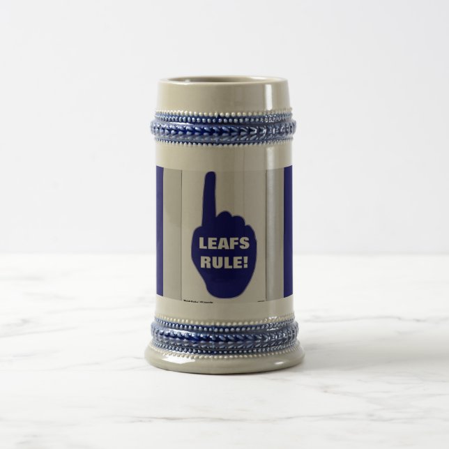 BLUE AND WHITE RULE BEER STEIN (Center)