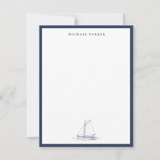 Blue and white Sailboat Nautical  Thank You Card