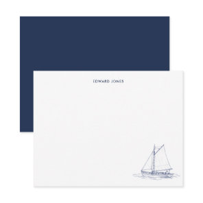 Blue and white Sailboat Yacht  Thank You Card