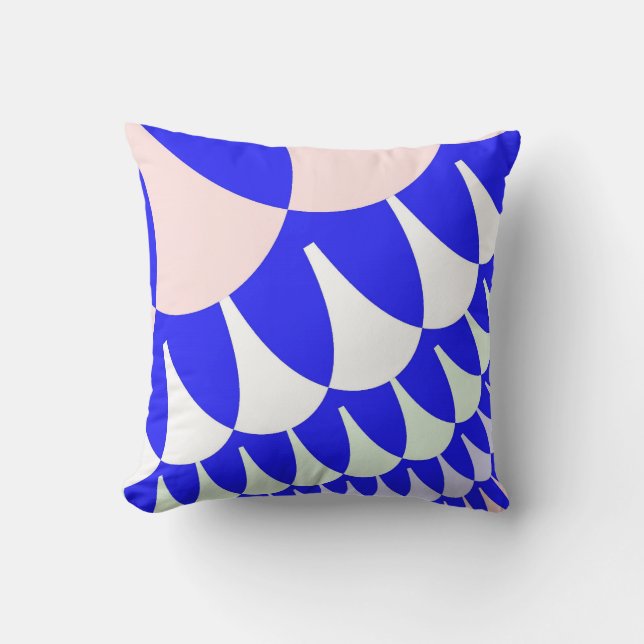 Blue and White Scales Throw Pillow (Front)