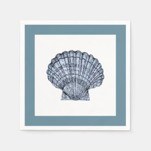 Blue and White Scallop Cocktail Napkins