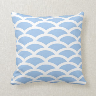 Blue and White Scallop Pattern Pillow
