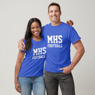 Blue and White School Spirit Custom Football Team T-Shirt
