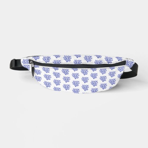 Blue and white sea coral  fanny pack
