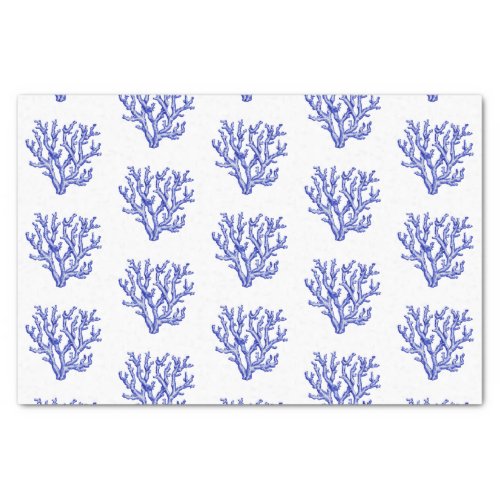 Blue and white sea coral large tissue paper