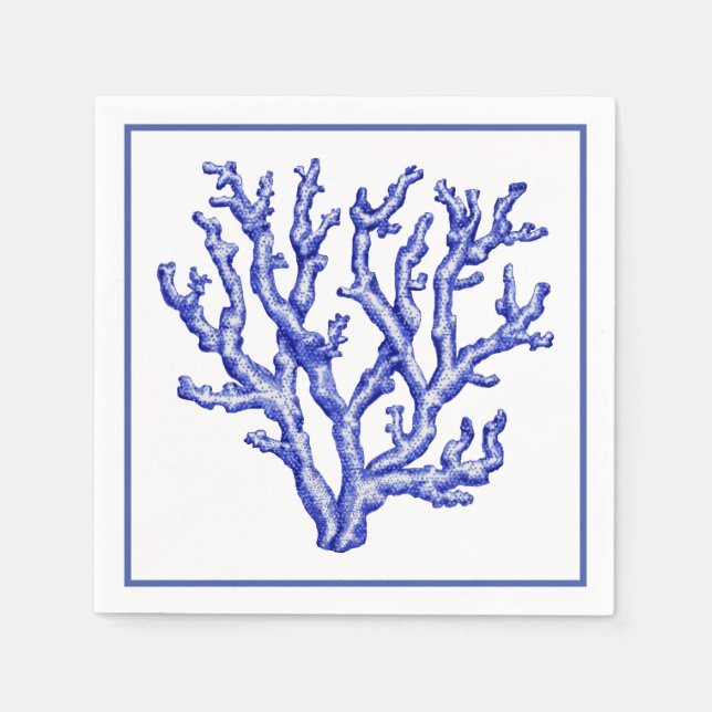 Blue and white sea coral napkins (Front)