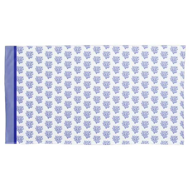 Blue and white sea coral pillow case (Front-Left)