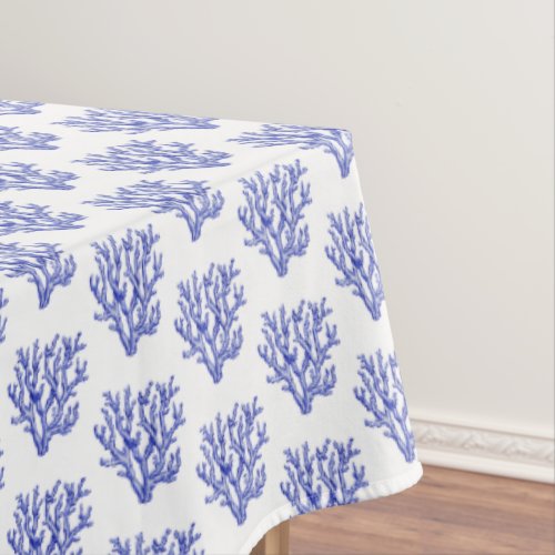 Blue and white sea coral tablecloth