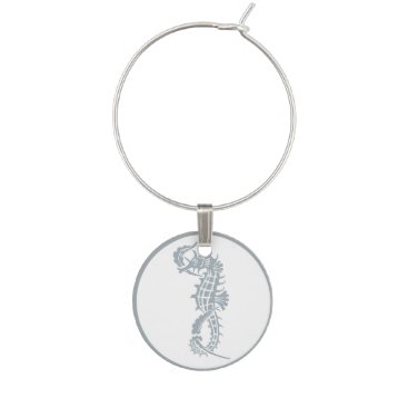 Blue and White Seahorse Logo Wine Glass Charm Blue and White Seahorse Logo Wine Glass Charm