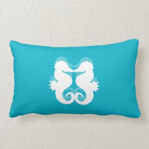Blue And White Seahorse Lumbar Pillows