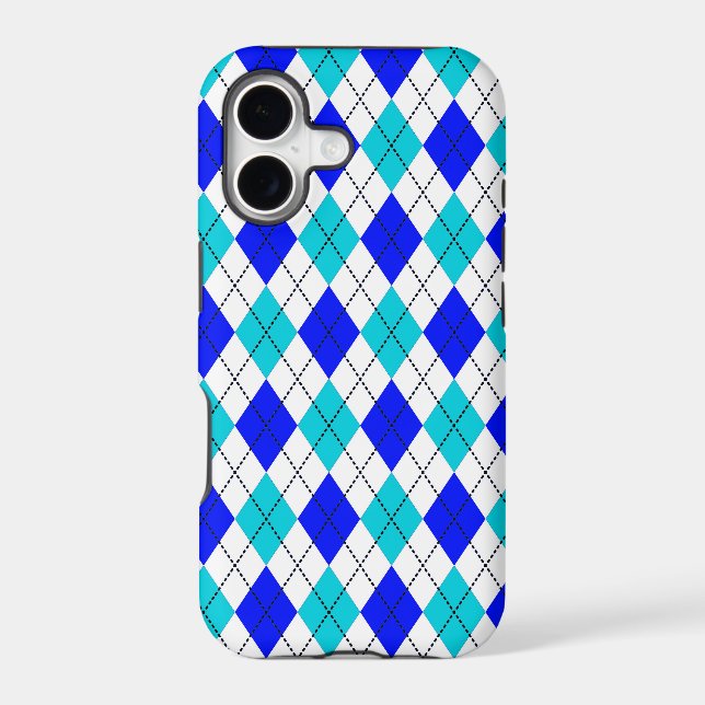 Blue and White Seamless Argyle Pattern Iphone Case (Back)