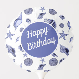 Blue and white seashells  balloon