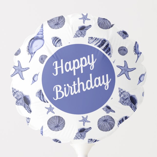 Blue and white seashells  balloon (Front)