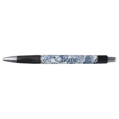 Blue and White Seashells Coastal Design Name  Pen