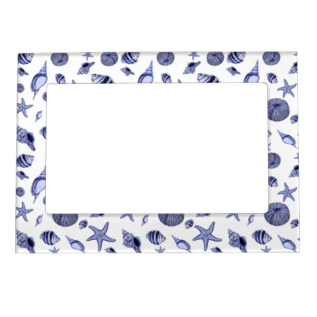 Blue and white seashells  magnetic frame (Front)