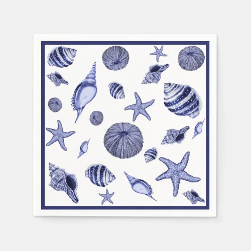 Blue and white seashells  napkins