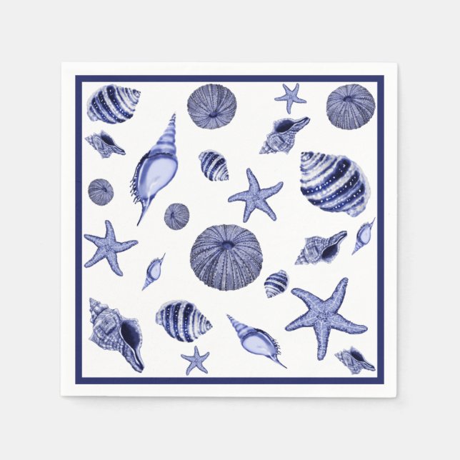 Blue and white seashells  napkins (Front)