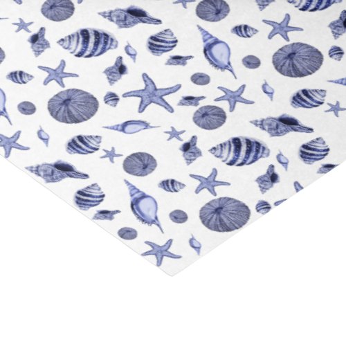Blue and white seashells tissue paper