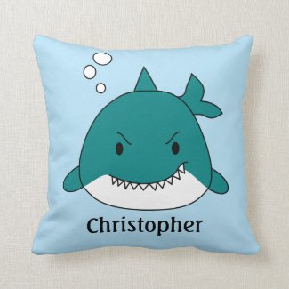 Blue And White Shark Personalized  Throw Pillow