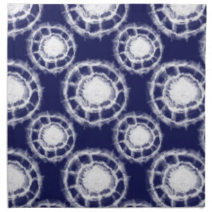 Blue and White Shibori Circles Pattern Cloth Napkin