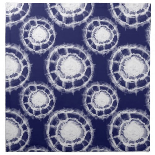 Blue and White Shibori Circles Pattern  Cloth Napkin