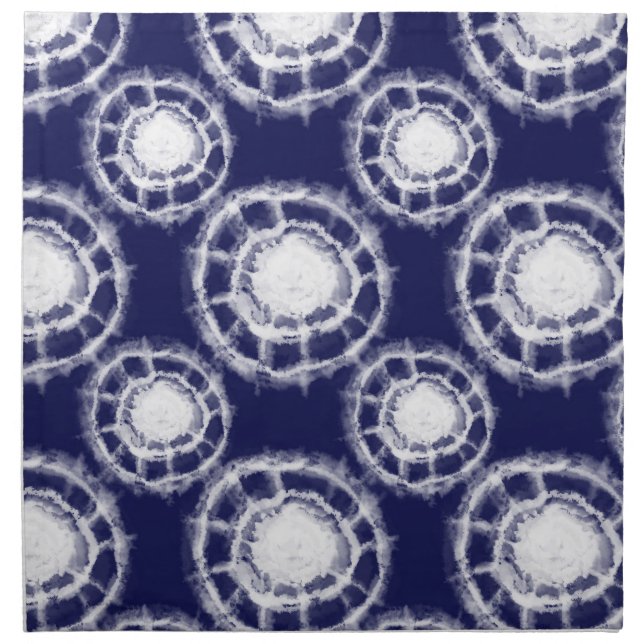 Blue and White Shibori Circles Pattern  Cloth Napkin (Front)
