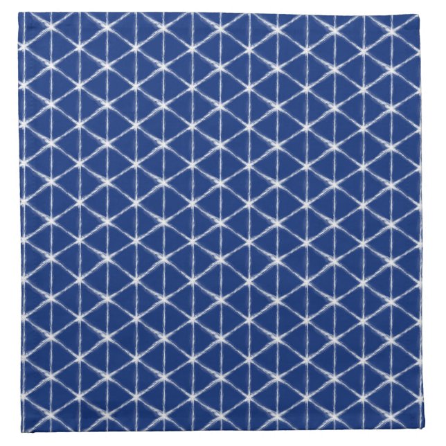 Blue and White Shibori Lines Pattern  Cloth Napkin (Front)