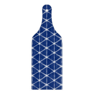 Blue and White Shibori Lines Pattern Cutting Board