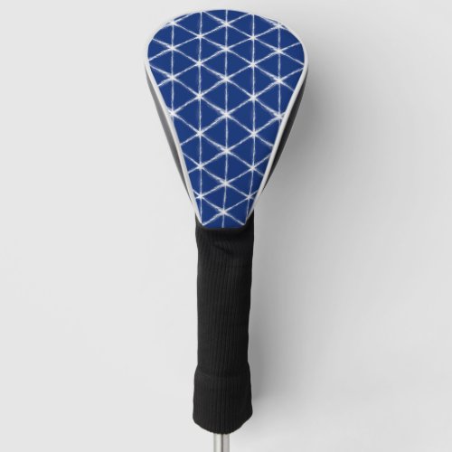 Blue and White Shibori Lines Pattern  Golf Head Cover