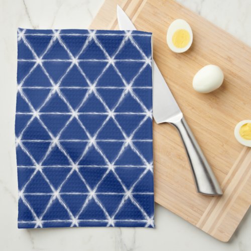 Blue and White Shibori Lines Pattern  Kitchen Towel