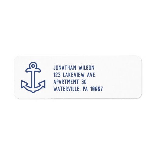 Blue and White Ship Anchor Return Address Labels