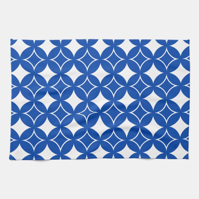 Blue and white shippo pattern kitchen towel (Horizontal)
