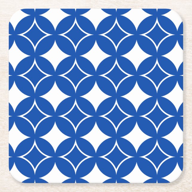 Blue and white shippo pattern square paper coaster (Front)