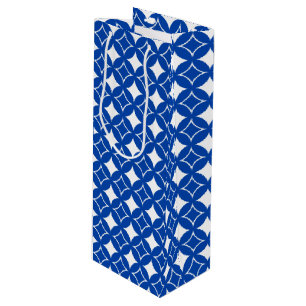Blue and white shippo pattern wine gift bag