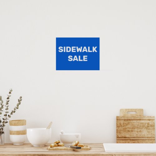 Blue And White Sidewalk Sale Poster