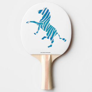Blue and White Silhouette Zebra Ping Pong Paddle