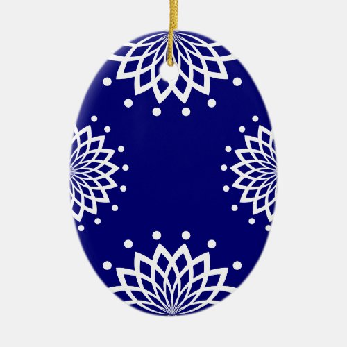 Blue and White Simple Elegant Vintage Easter Ceramic Ornament