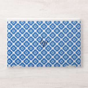 Blue and white simple floral pattern retro floral HP laptop skin