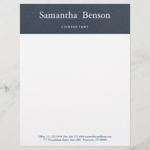 Blue and White Simple Modern Minimalist Letterhead