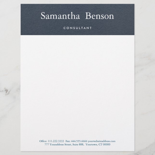 Blue and White Simple Modern Minimalist Letterhead (Front)