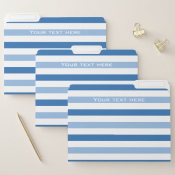 Blue And White Simple Stripes With Your Text File Folder by TheHopefulRomantic at Zazzle