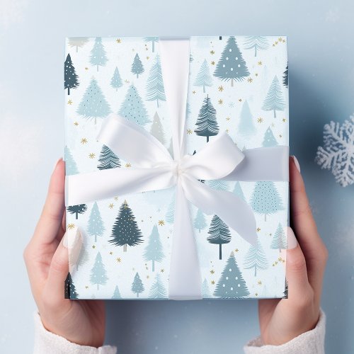 Blue and white Snow Christmas  Wrapping Paper