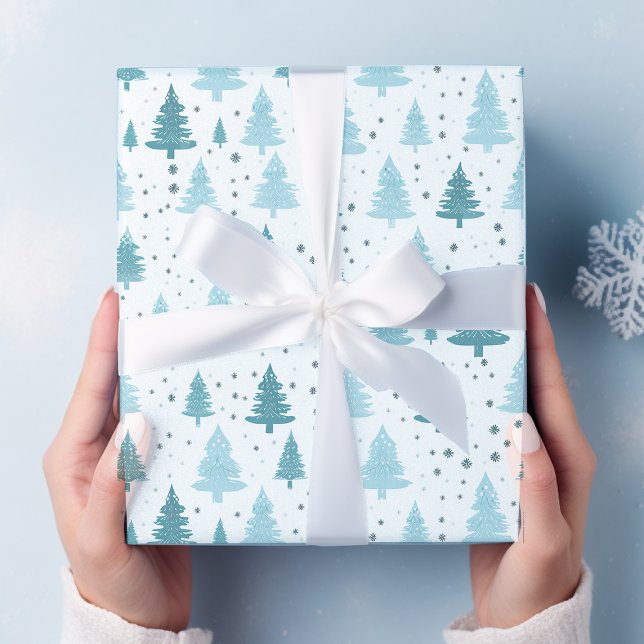 Blue and white Snow Christmas  Wrapping Paper (Creator Uploaded)