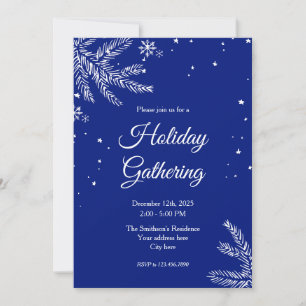 Blue and White Snowflake 5"x7" Holiday Gathering Invitation