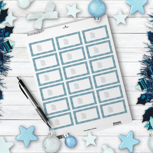 Blue and White Snowflake Address Labels