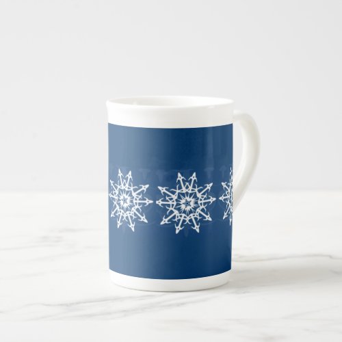 Blue and White Snowflake Container Bone China Mug