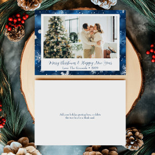 Blue And White Snowflake Flat Holiday Photo Card