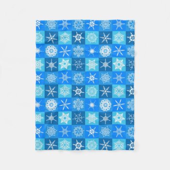 Blue And White Snowflake Fleece Blanket by Lilleaf at Zazzle