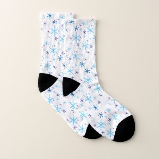 Blue and White Snowflake Pattern Socks