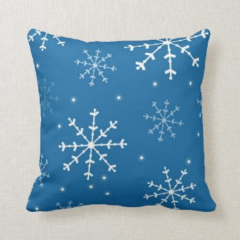 Blue And White Snowflake Pillow by BellaMommyDesigns at Zazzle